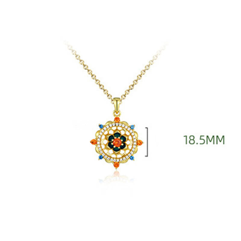 Nimara Ritual 925 Sterling Silver Lotus Flower Colorful Zircon New Beginning Necklace Pendant