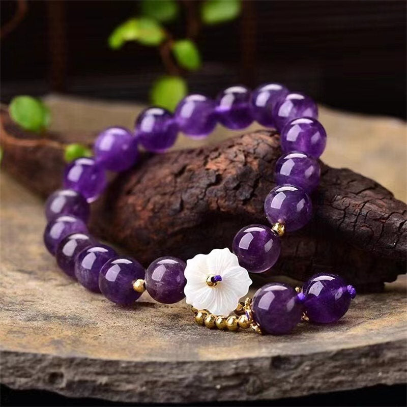 Nimara Ritual Natural Amethyst Crystal Flower Spiritual Healing Bracelet