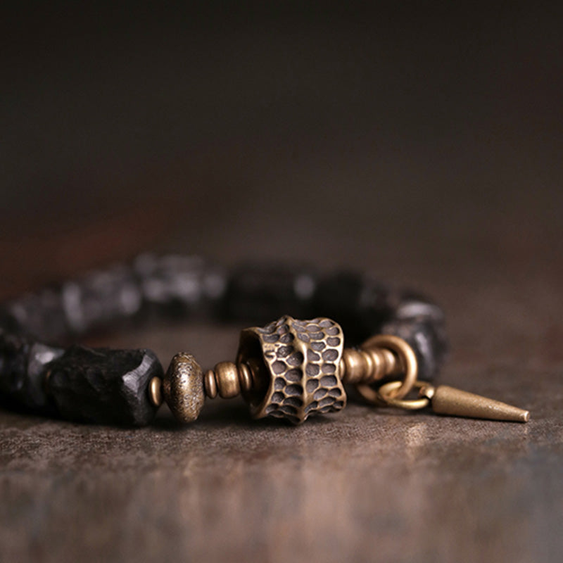 Nimara Ritual Ebony Wood Copper Balance Protection Couple Bracelet