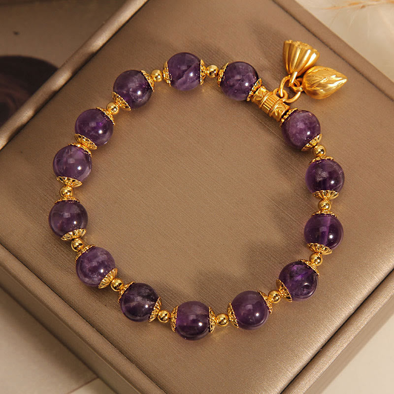 Nimara Ritual Natural Amethyst Lotus Healing Spiritual Bracelet