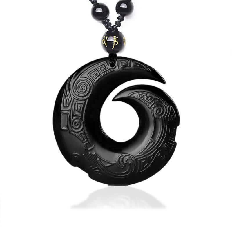 Nimara Ritual Natural Black Obsidian Ice Obsidian Strength Necklace Pendant