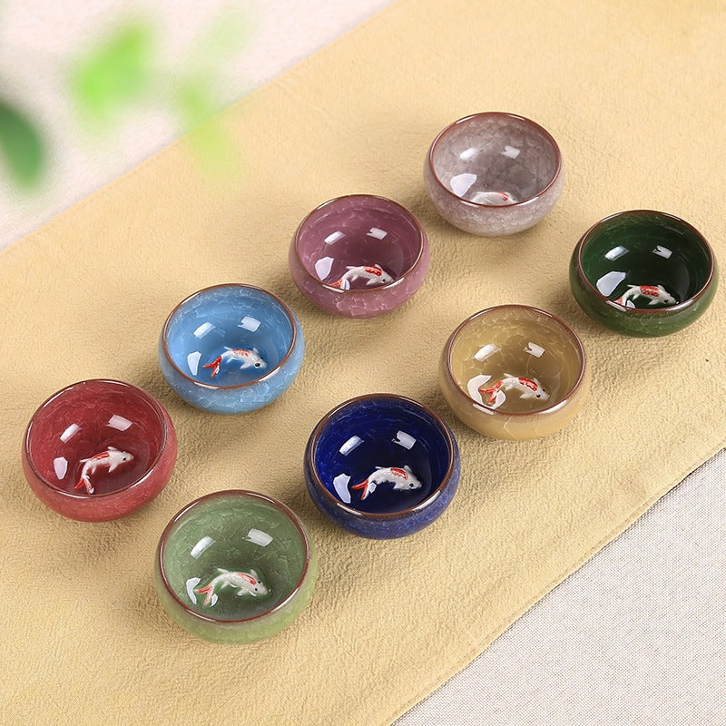 Nimara Ritual Cute Koi Fish Ceramic Teacup Kung Fu Tea Cup Bowl 45ml
