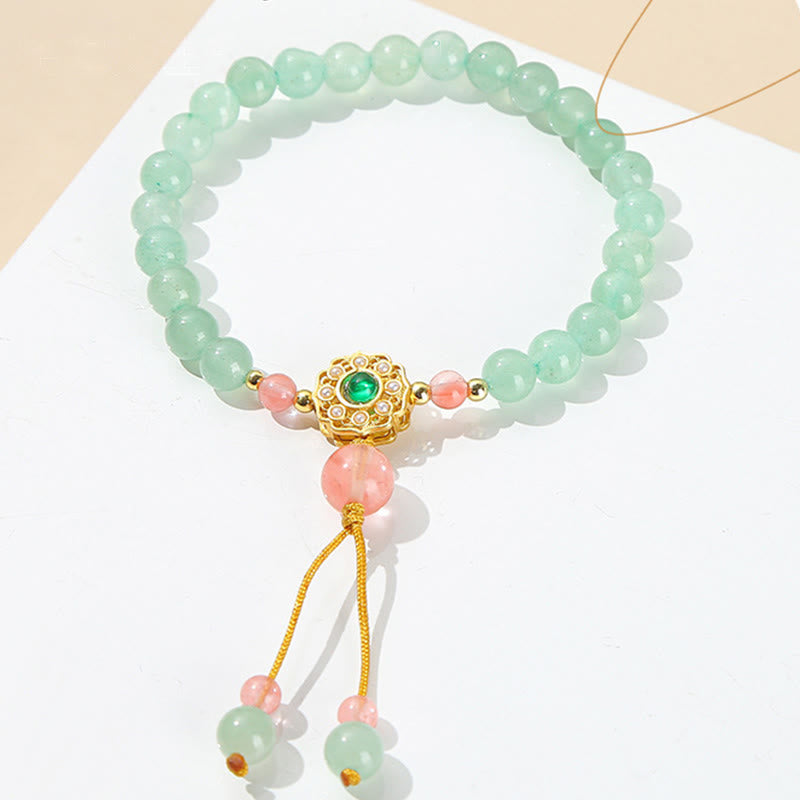Nimara Ritual Green Aventurine Luck Bead Tassel Bracelet