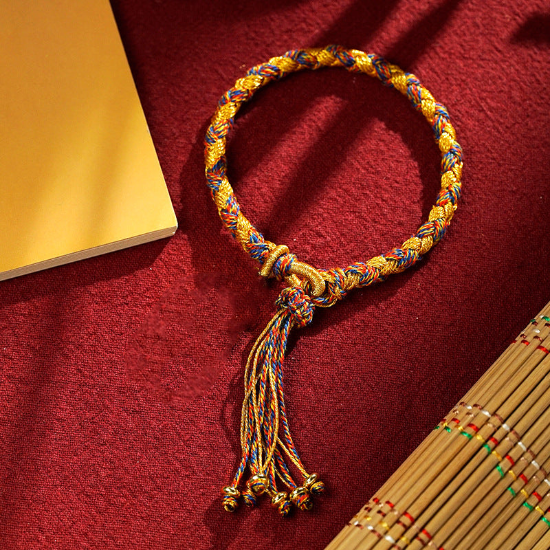 Nimara Ritual Handmade Tibetan Five God Of Wealth Dragon Scale Rope Luck Braid Bracelet