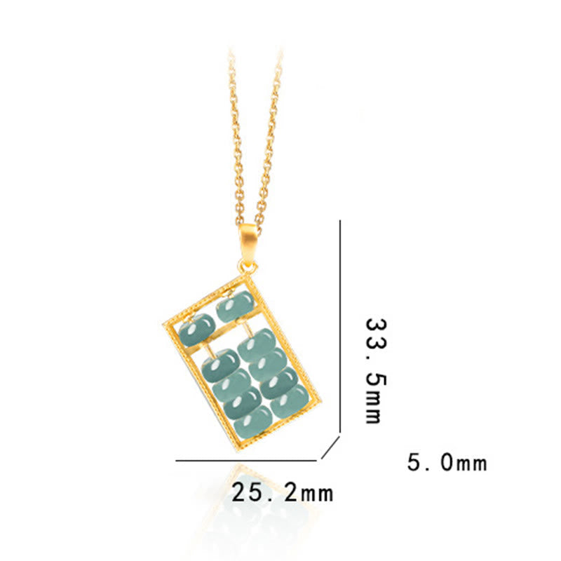 Nimara Ritual Natural Jade Abacus Pattern Abundance Titanium Steel Chain Necklace Pendant