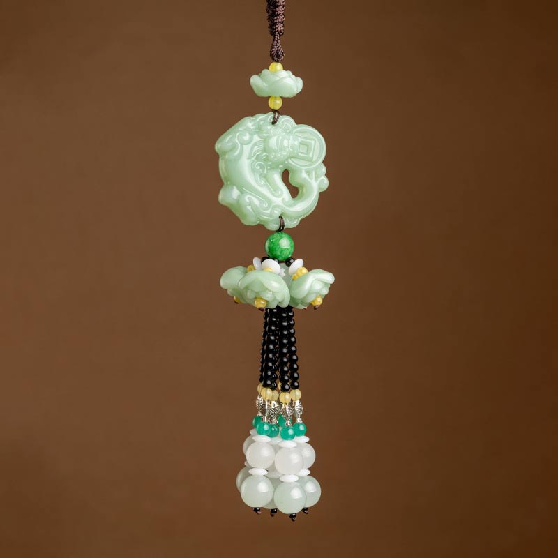 Nimara Ritual FengShui Jade PiXiu Blessing Car Pendant Decoration