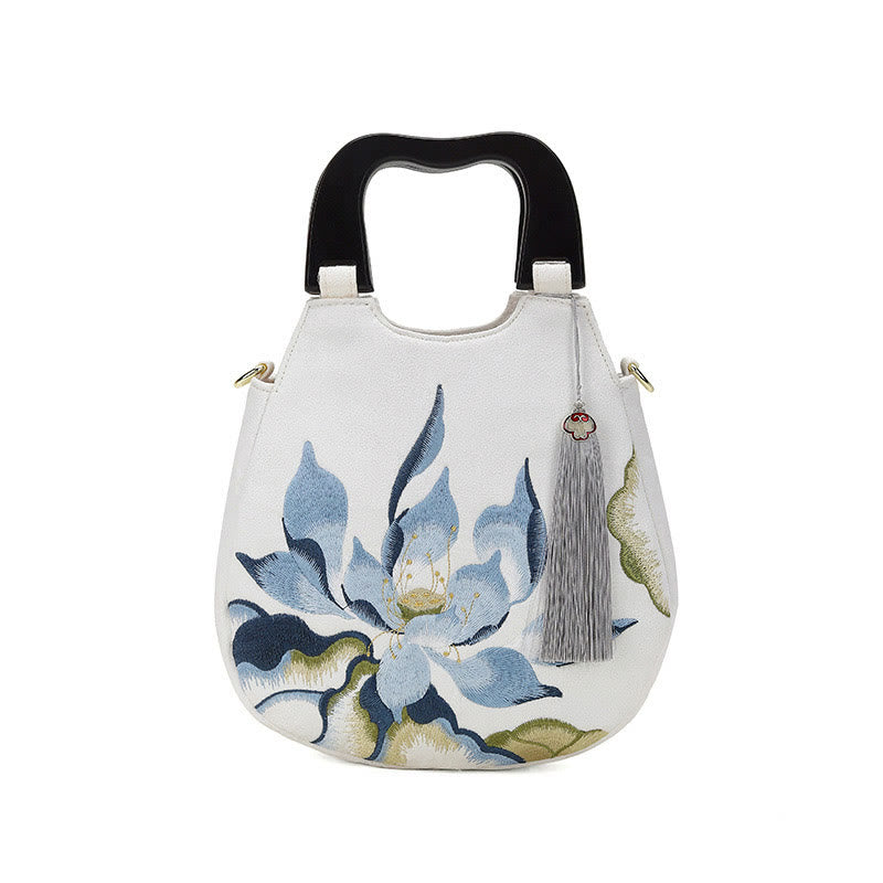 Nimara Ritual Lotus Embroidery Handbag Crossbody Bag
