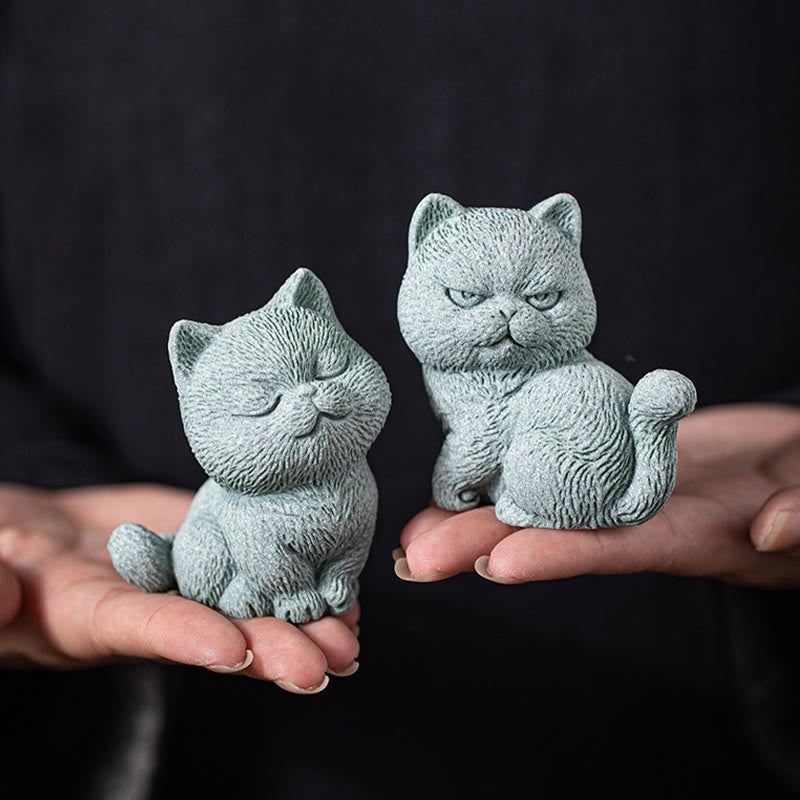 Nimara Ritual Small Cat Home Tea Pet Figurine Desk Decoration