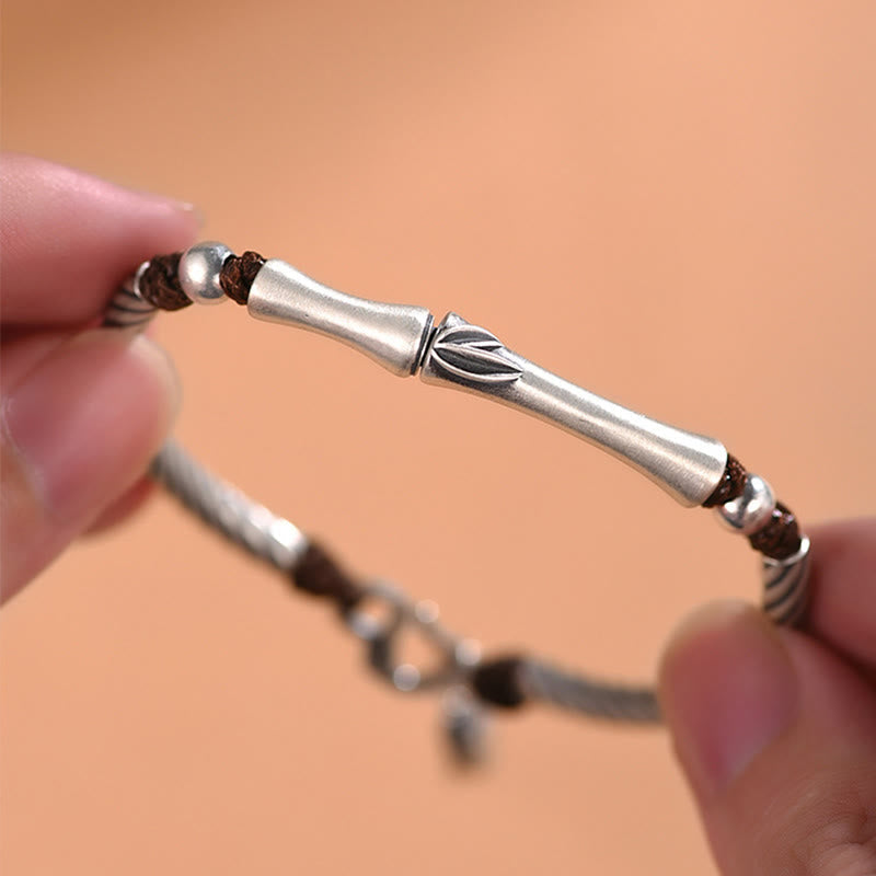 Nimara Ritual 999 Sterling Silver Bamboo Pattern Cicada Luck Wealth Bracelet