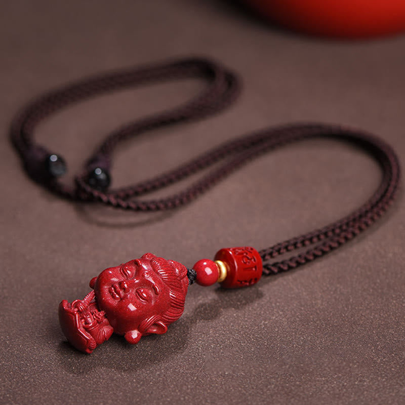 Nimara Ritual Chinese Zodiac Natal Buddha Natural Cinnabar Amulet Keep Away Evil Spirits Necklace Pendant