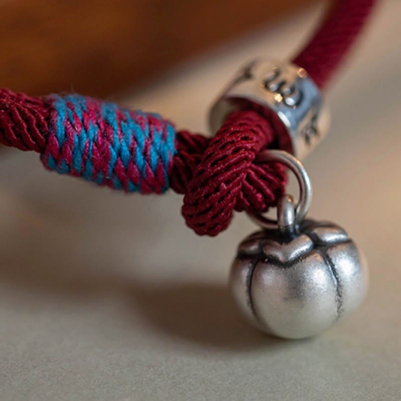 Nimara Ritual 925 Sterling Silver Tibetan Handmade Om Mani Padme Hum Persimmon Charm Luck Protection Braided Bracelet