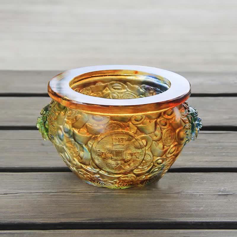 Nimara Ritual Handmade Liuli Crystal Treasure Bowl Art Piece Home Decoration