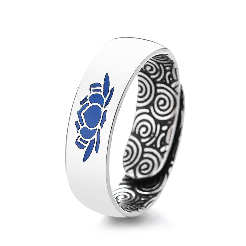 Nimara Ritual Tibetan Blue Lotus Auspicious Clouds Copper Enlightenment Ring