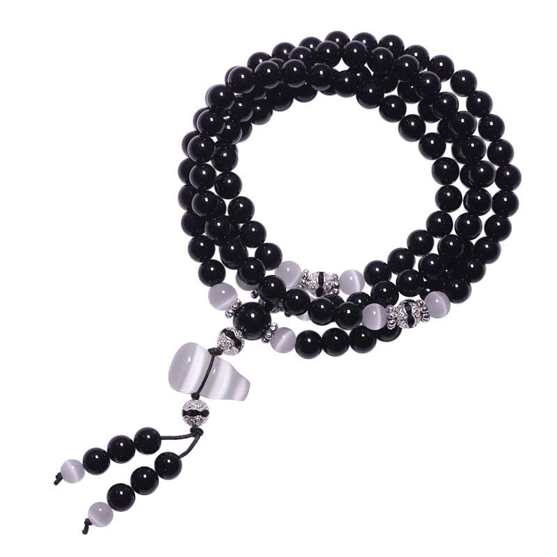 Nimara Ritual Black Onyx White Crystal Bead Meditation Bracelet