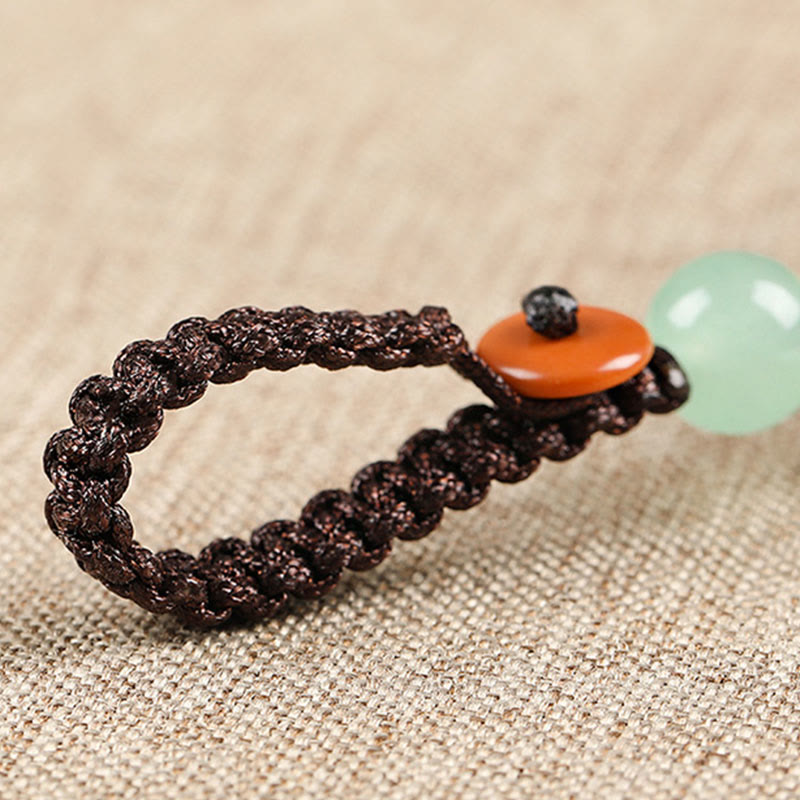 Nimara Ritual Mini Small Leaf Red Sandalwood Ebony Wood Lucky Cat Lovely Kitty Peace Key Chain Phone Hanging Decoration