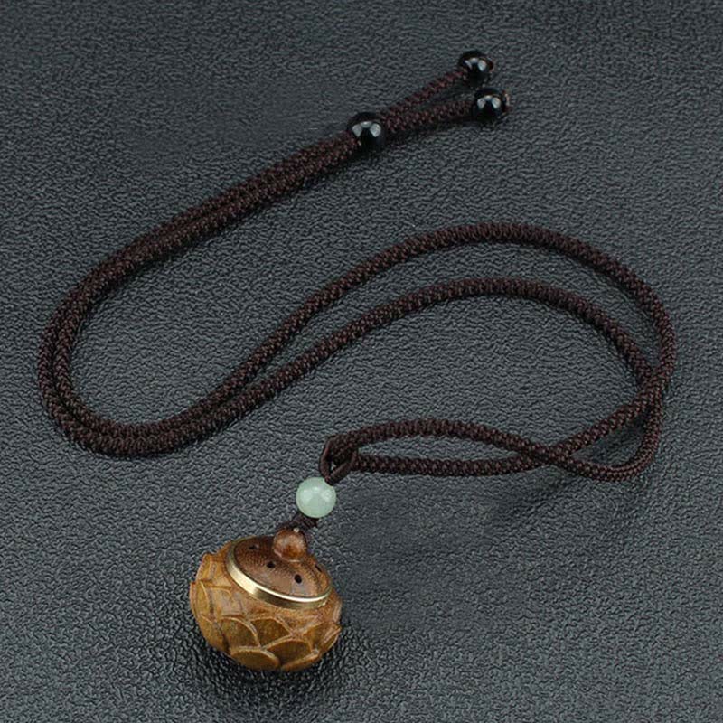 Nimara Ritual Tibet Green Sandalwood Rosewood Om Mani Padme Hum Lotus Positive Soothing Necklace Pendant