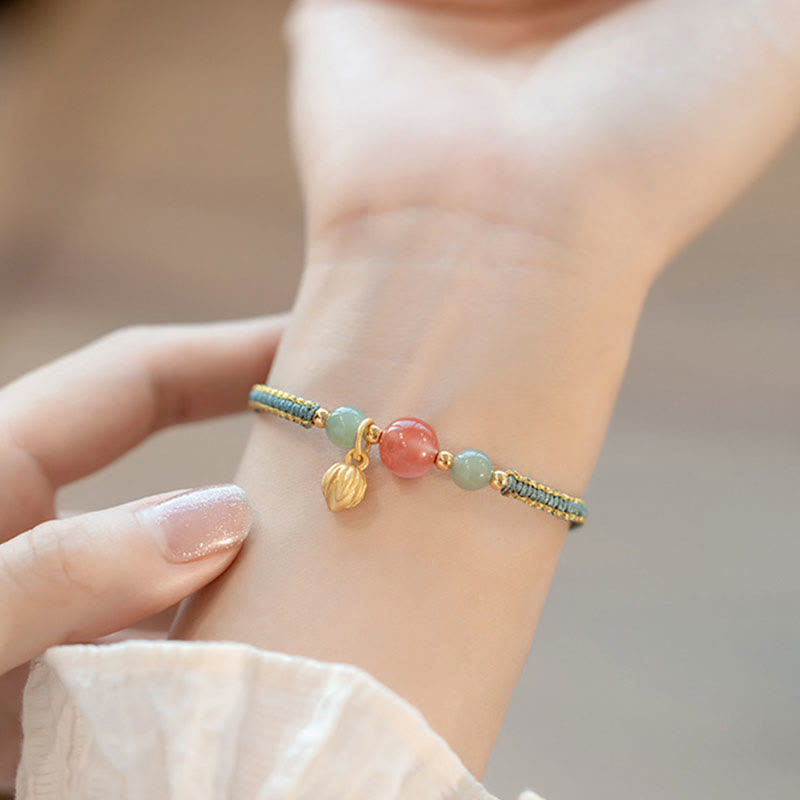 Nimara Ritual Red Agate Jade Lotus Confidence Calm String Bracelet