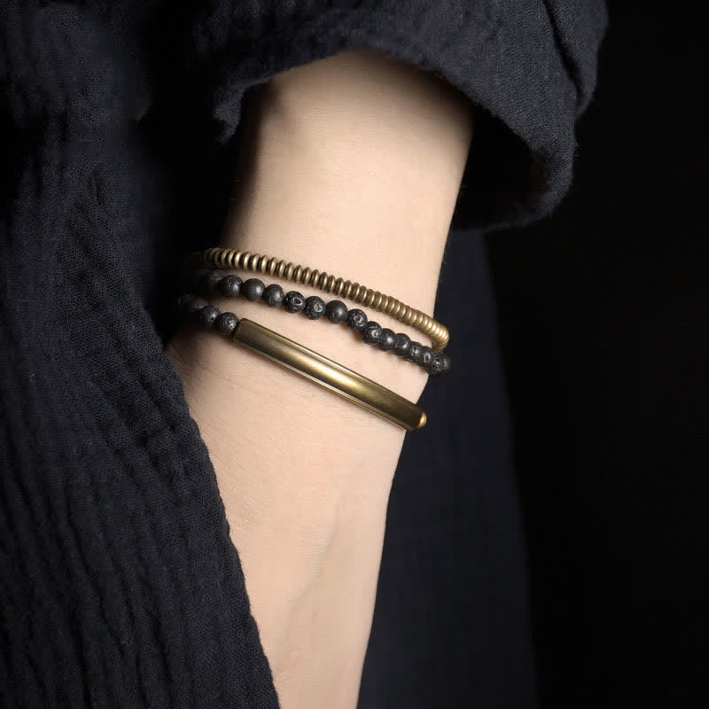Nimara Ritual Vintage Lava Rock Copper Support Bracelet