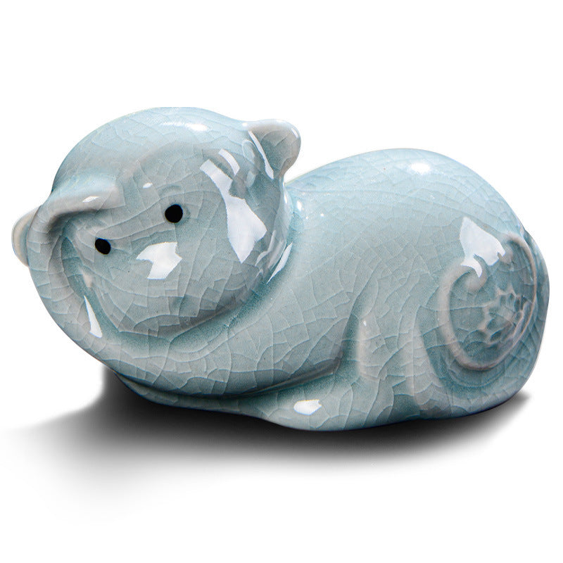 Nimara Ritual Chinese Zodiac Wealth Ceramic Tea Pet Home Figurine Decoration