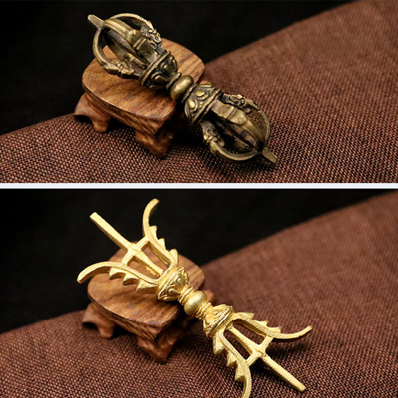 Nimara Ritual Handmade Nepal Five Prong Three Prong Vajra Dorje Strength Copper Decoration