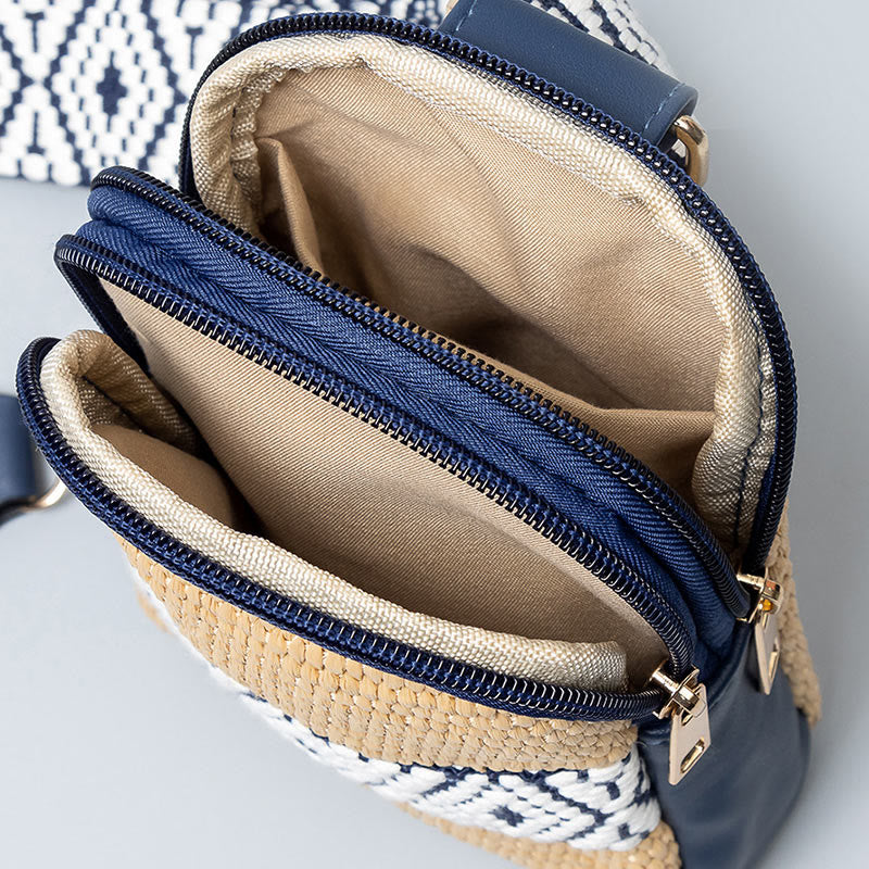Nimara Ritual Small Geometry Straw Woven Crossbody Bag Shoulder Bag