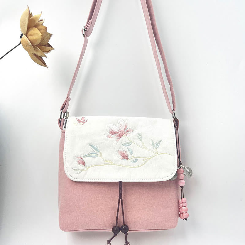 Nimara Ritual Embroidered Camellia Epiphyllum Gardenia Sakura Flowers Crossbody Bag Shoulder Bag Cellphone Bag