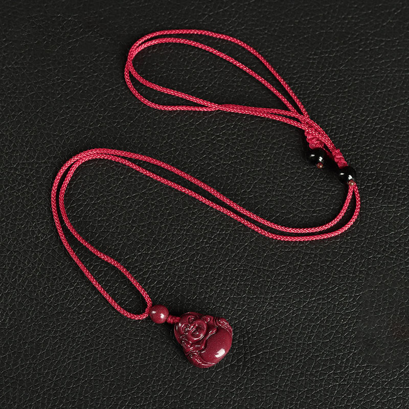 Nimara Ritual Laughing Buddha Cinnabar Blessing Necklace Pendant Phone Hanging Decoration Key Chain