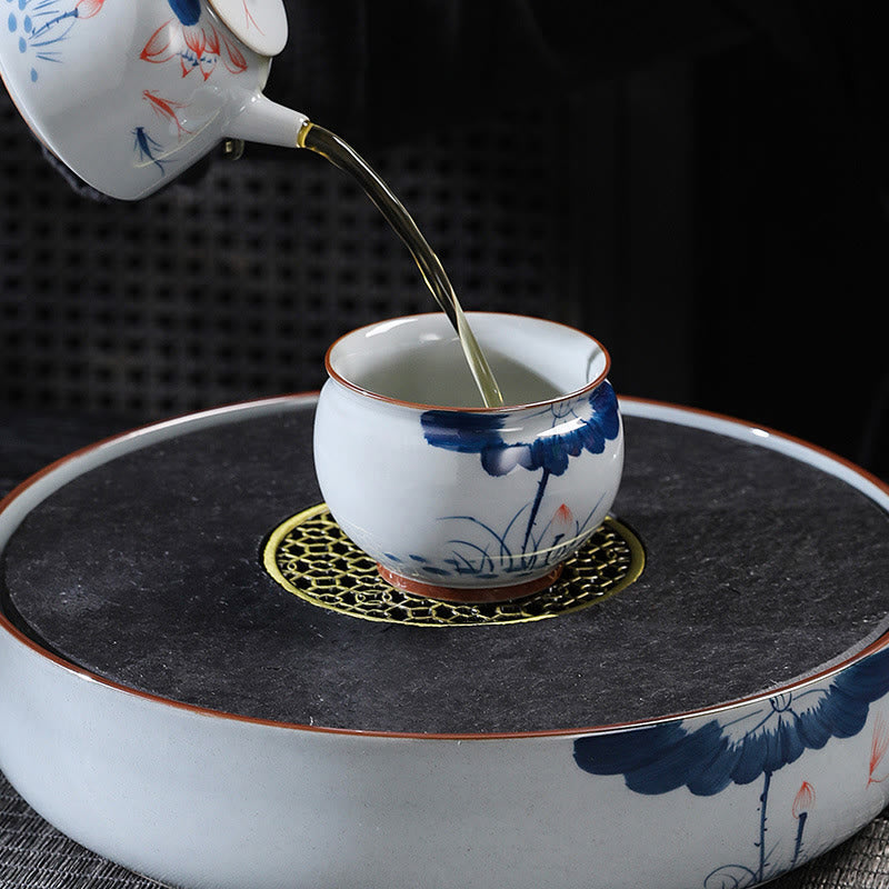 Nimara Ritual Lotus Flower Leaf Bamboo Ceramic Teacup Kung Fu Tea Cups