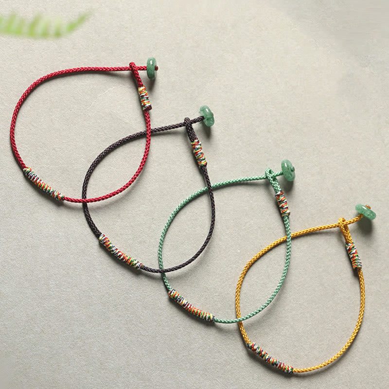 Nimara Ritual Tibetan Handmade Green Aventurine Luck Protection Braided Rope Bracelet