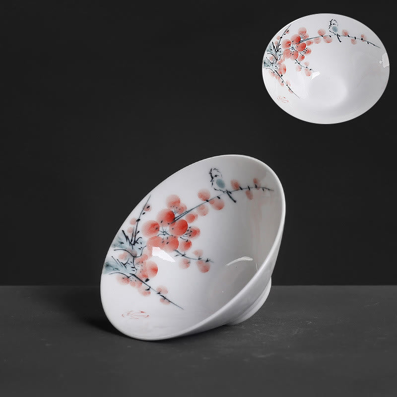 Nimara Ritual Vintage Plum Orchid Bamboo Chrysanthemum Lotus Koi Fish Ceramic Teacup Kung Fu Tea Cups