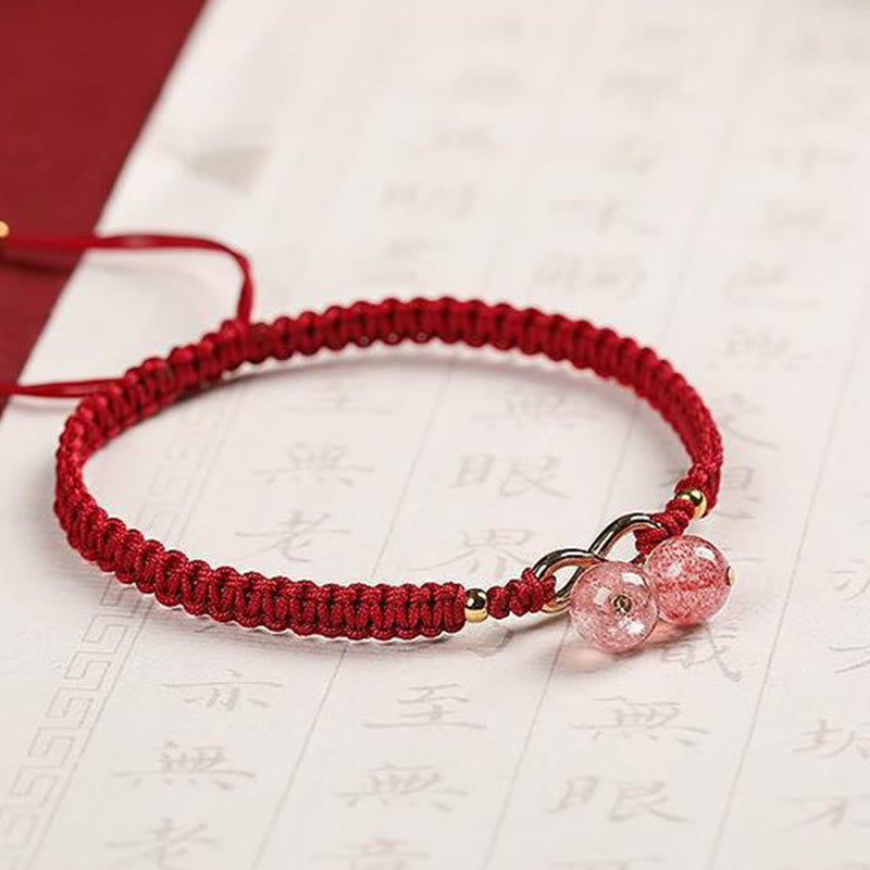 Nimara Ritual Natural Strawberry Quartz Amethyst Green Phantom Bead Positive Bracelet