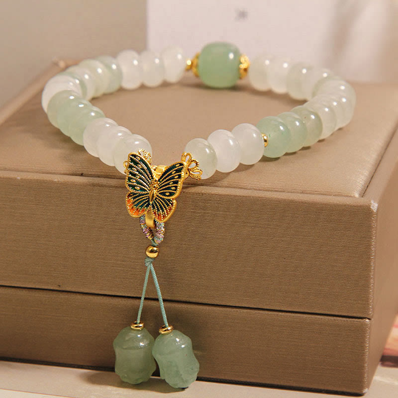 Nimara Ritual Natural Tianshan Jade Abacus Beads Butterfly Prosperity Bracelet