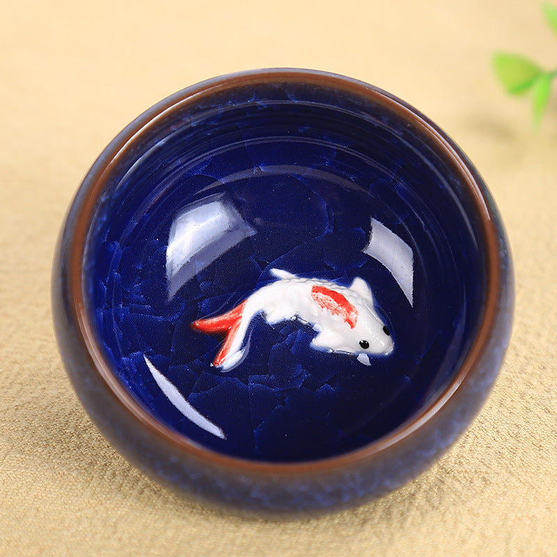 Nimara Ritual Cute Koi Fish Ceramic Teacup Kung Fu Tea Cup Bowl 45ml
