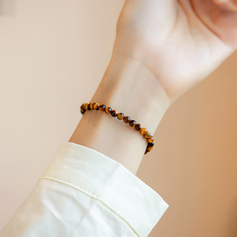 Nimara Ritual 14K Gold Plated Natural Tiger Eye Stone Courage Protection Bracelet