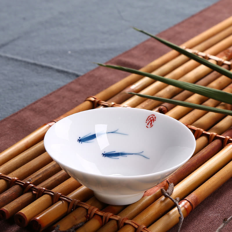 Nimara Ritual Jingdezhen Blue and White Porcelain Koi Fish Ceramic Teacup Kung Fu Tea Cups