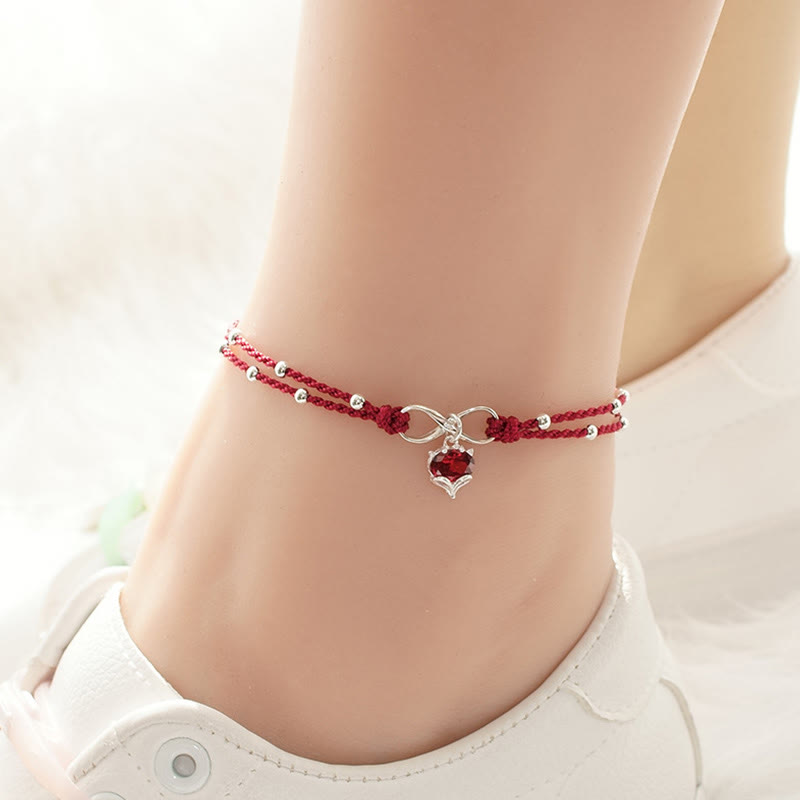 Nimara Ritual Love Heart Infinity Symbol Braided String Anklet