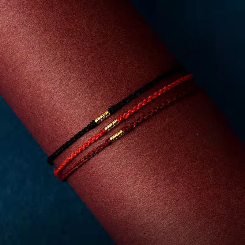 Keep Positive Golden Bead Braided String Lucky Bracelet Anklet