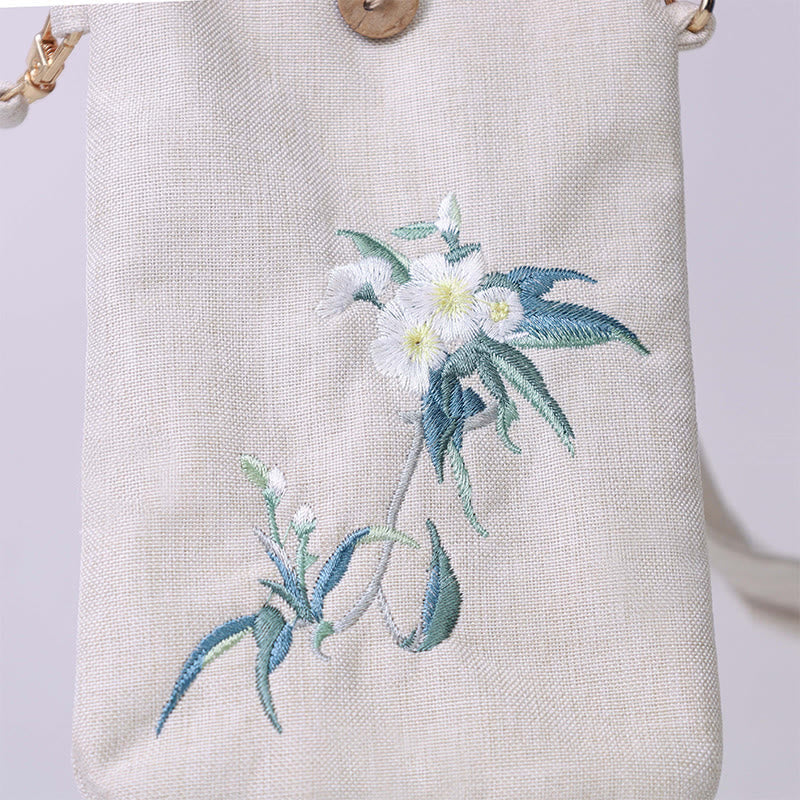 Nimara Ritual Small Embroidered Flowers Crossbody Bag Shoulder Bag Cellphone Bag 11*20cm
