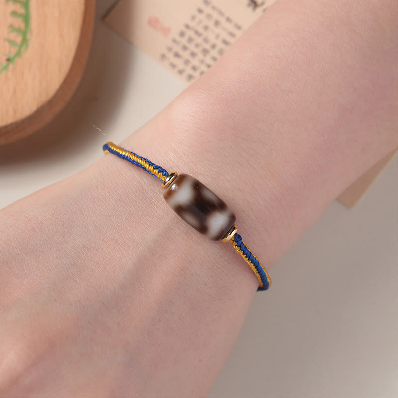 Nimara Ritual Tibetan Three-eyed Dzi Bead Luck Happiness Bracelet