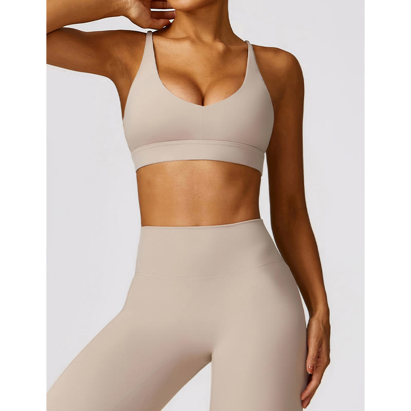 Nimara Ritual Gym Sports Yoga Backless Bra Crop Tank Top Breathable Shorts