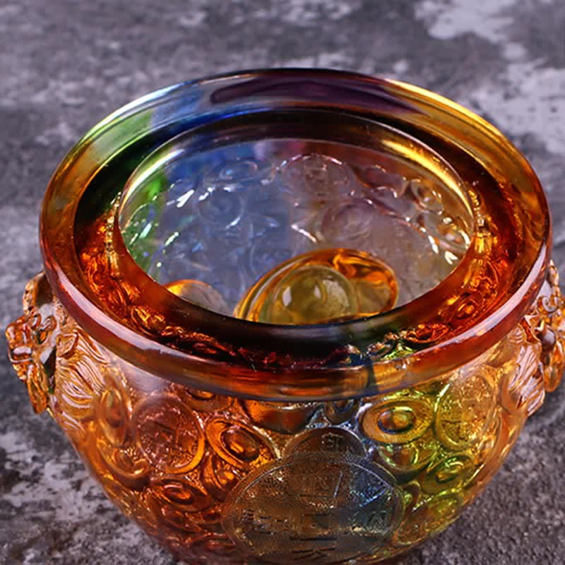 Nimara Ritual Handmade Liuli Crystal Treasure Bowl Art Piece Home Decoration