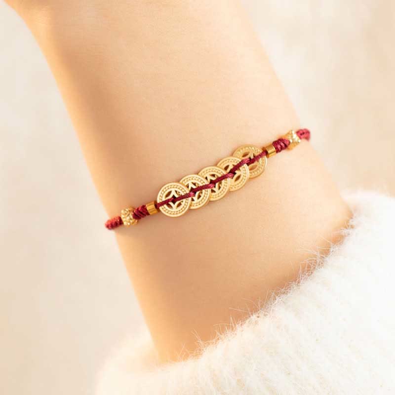 Nimara Ritual Copper Coin Fortune Tree Luck Strength Braided Bracelet