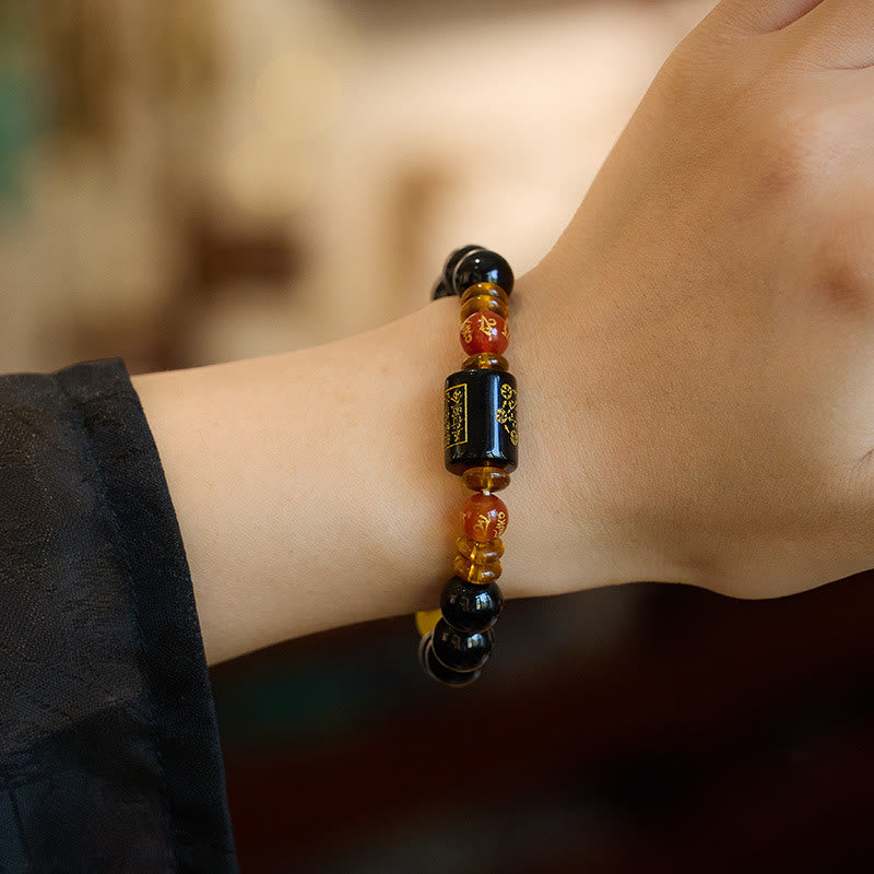 Nimara Ritual Five Elements Black Onyx Red Agate Wisdom Wealth Bracelet