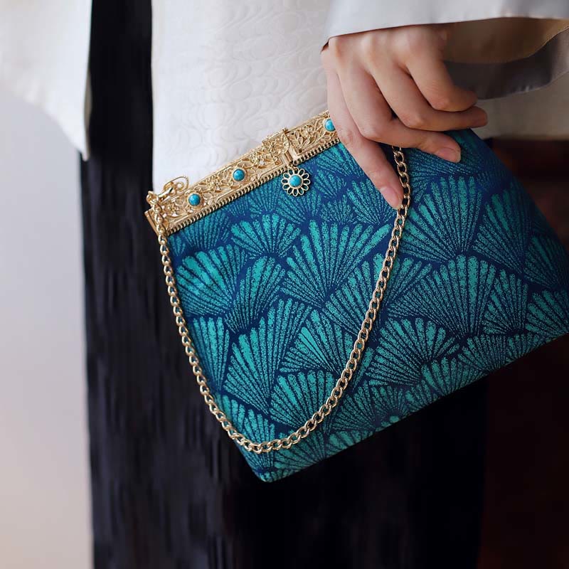 Nimara Ritual Blue Lines Metal Chain Crossbody Bag Shoulder Bag Handbag