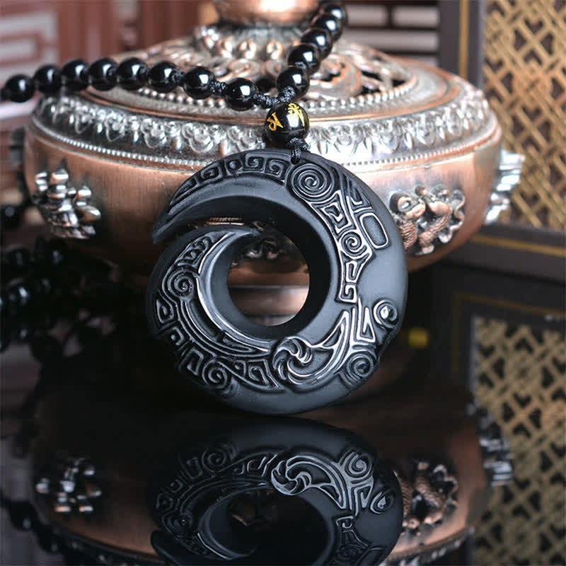 Nimara Ritual Natural Black Obsidian Ice Obsidian Strength Necklace Pendant