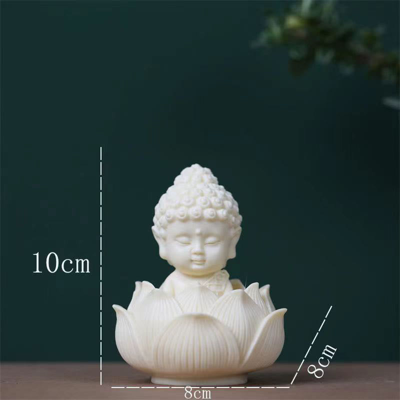 Nimara Ritual Mini Ivory Fruit Tathagata Buddha Lotus Kwan Yin Avalokitesvara Manjusri Samantabhadra Serenity Desk Decoration