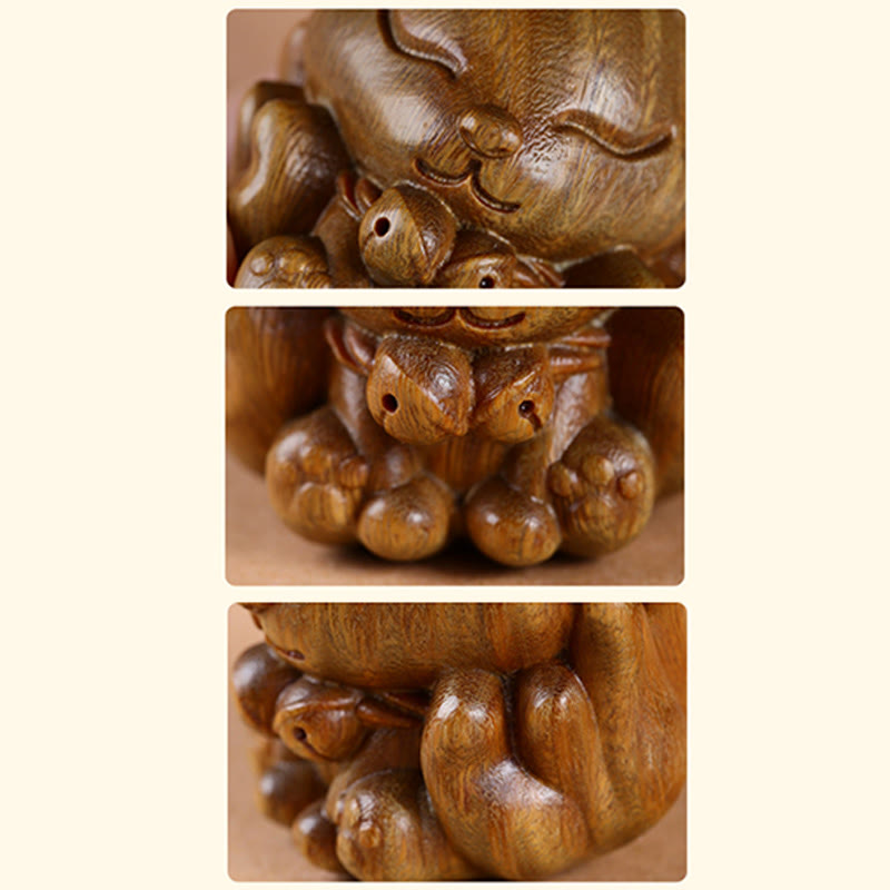 Nimara Ritual Mini Nine Tailed Fox Ivory Fruit Sandalwood Green Sandalwood Blessing Decoration