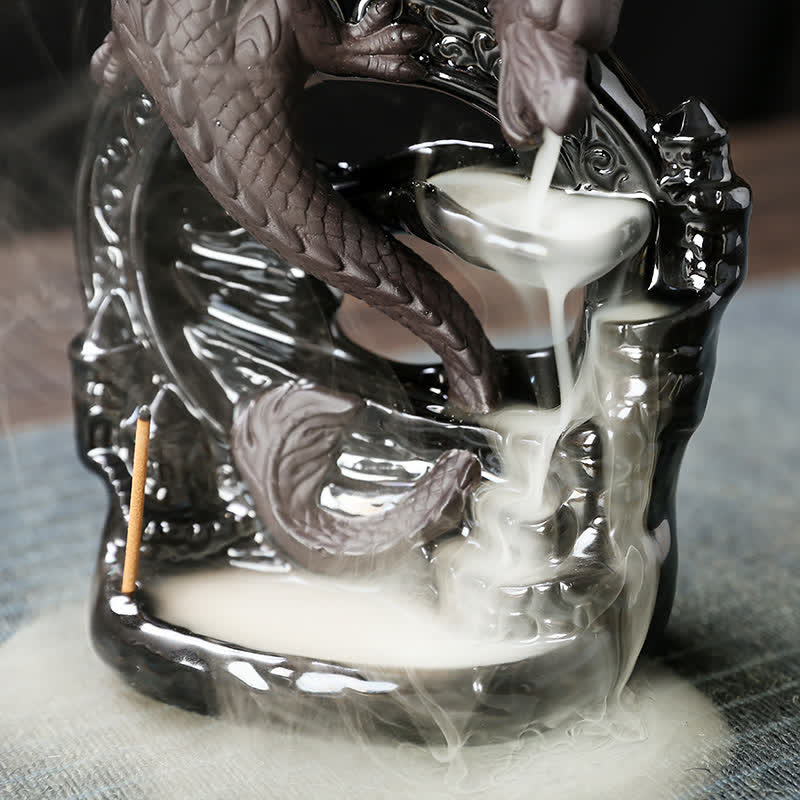 Nimara Ritual Nordic Pterosaur Dragon Ceramic Backflow Smoke Fountain Protection Healing Incense Burner Decoration