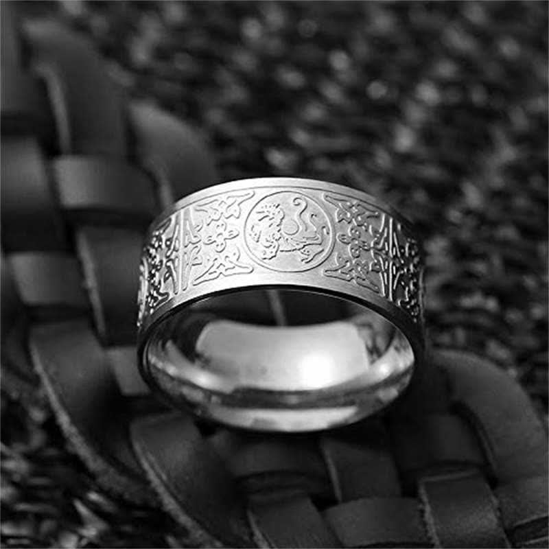 Nimara Ritual Four Guardian Beast Dragon White Tiger Suzaku Basalt Carved Success Luck Ring