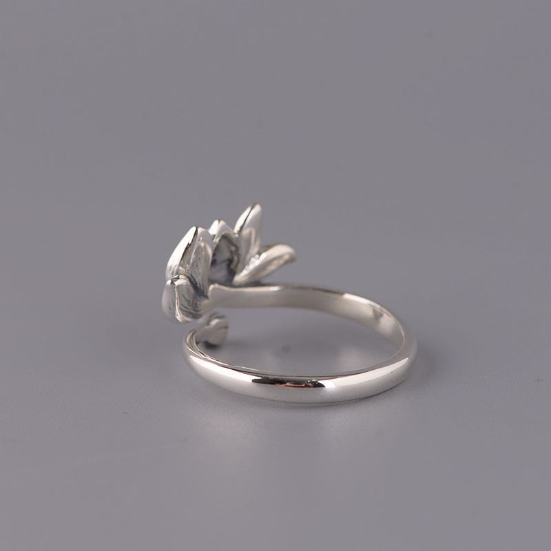 Nimara Ritual 925 Sterling Silver Lotus Flower New Beginning Adjustable Ring